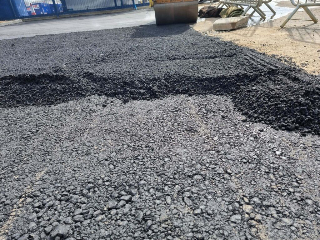 This is tarmac being laid by Isleham Driveways